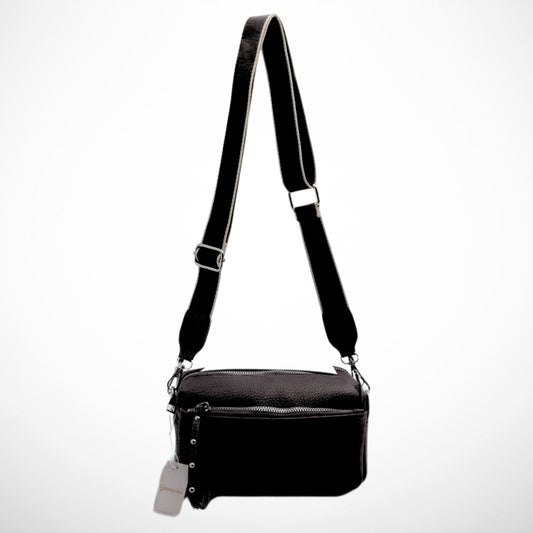 Black Crossbody with Woven Strap