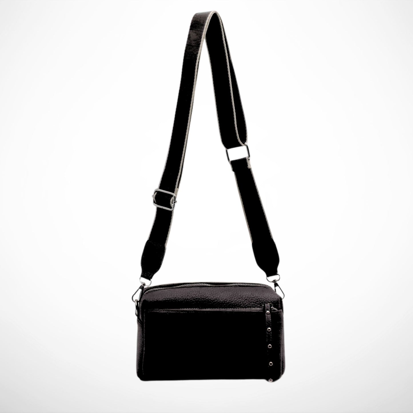 Black Crossbody with Woven Strap