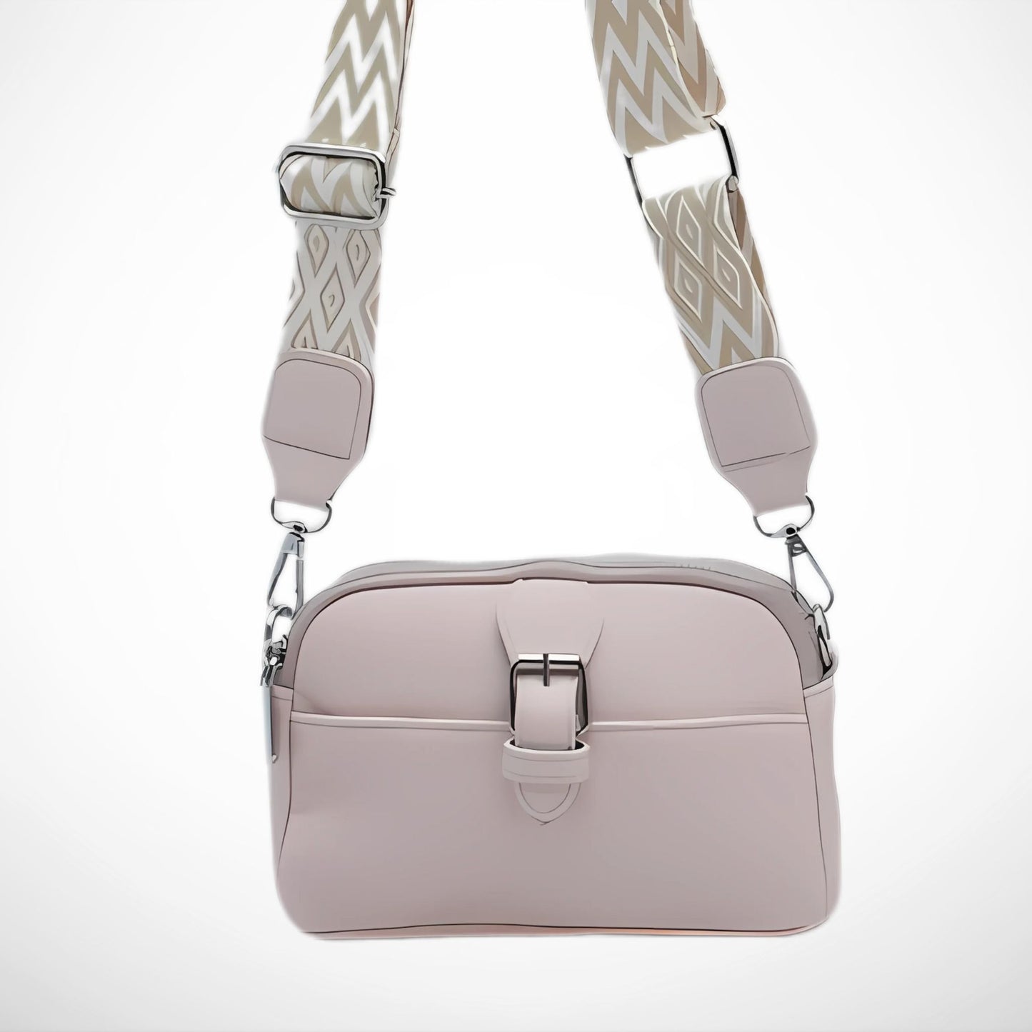 Off White Crossbody with Woven Strap
