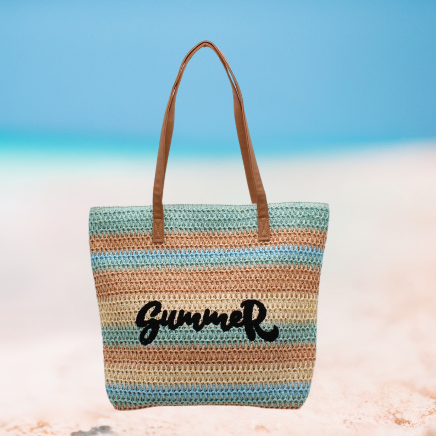 Crochet Woven Summer Ombre Tote Bag