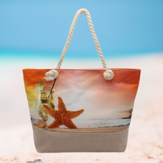 Sunset Print Beach Bag