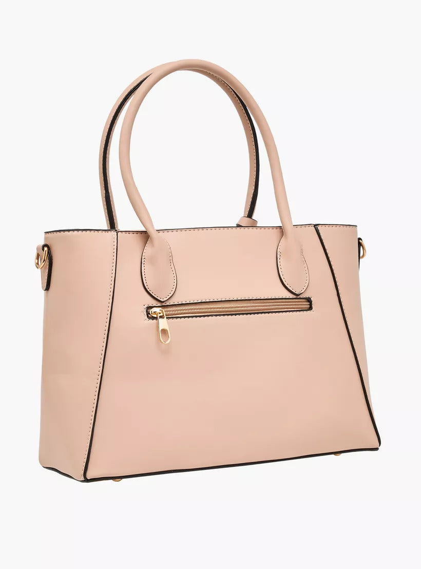 Nude Pink 3 piece Tote Bag Set with Crossbody Bag and Wallet