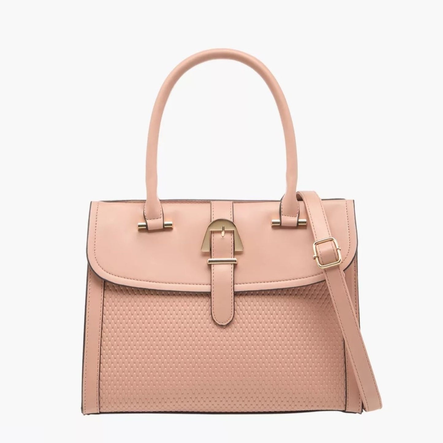 Top Handle tote handbag of high-quality vegan faux leather, with a spacious interior and additional matching shoulder strap | InStyle Fashion HK