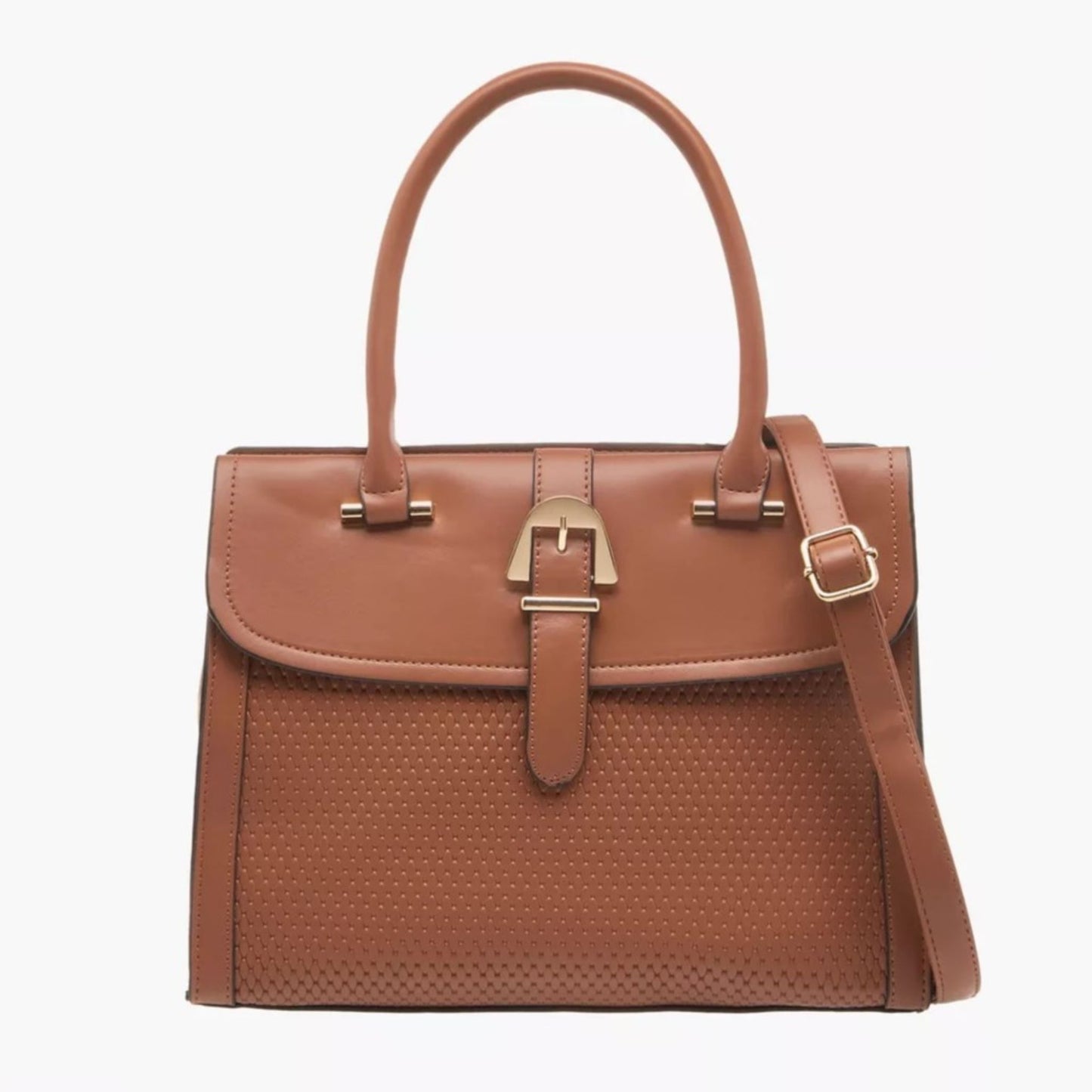 Top Handle tote handbag of high-quality vegan faux leather, with a spacious interior and additional matching shoulder strap | InStyle Fashion HK