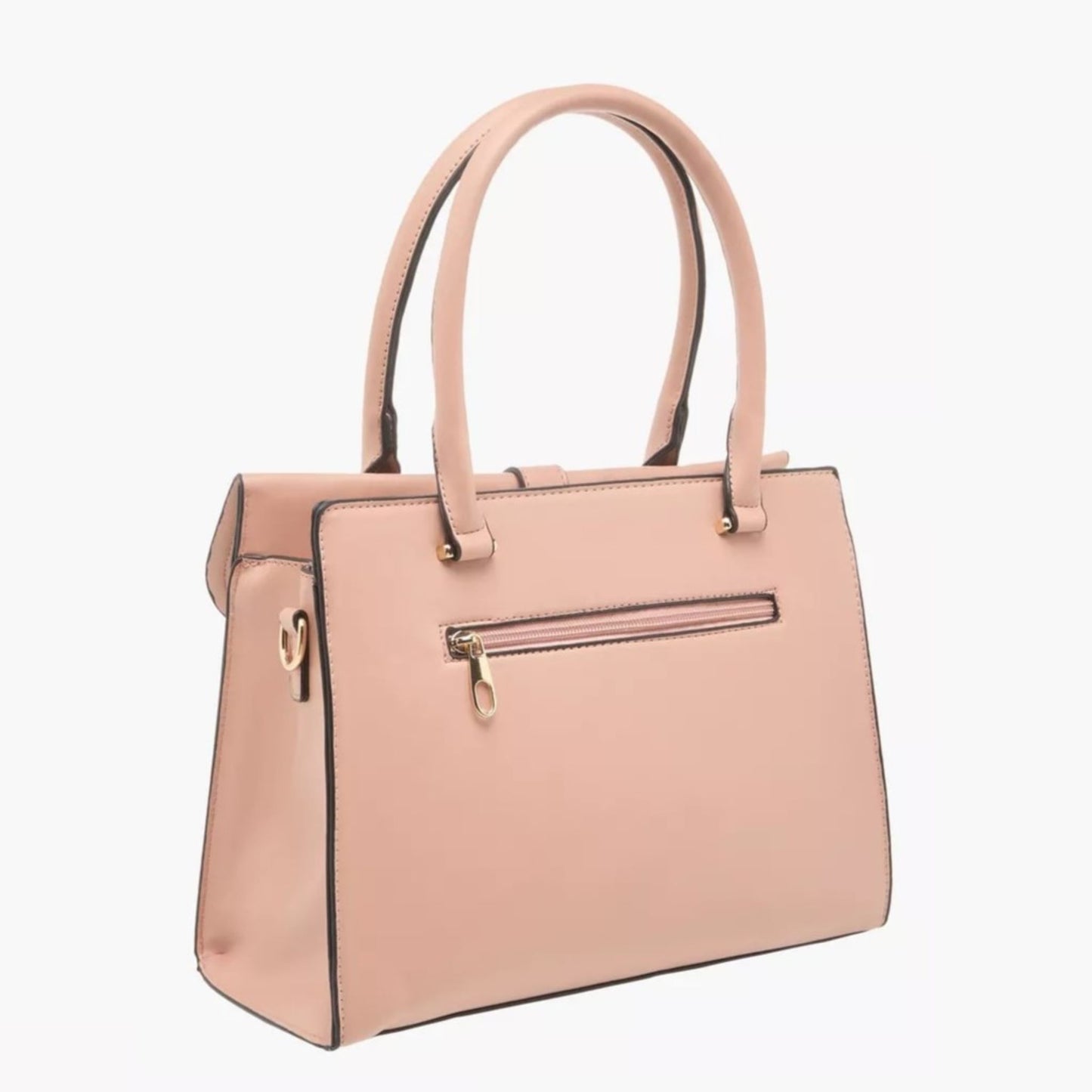 Nude Textured Belted Satchel Tote