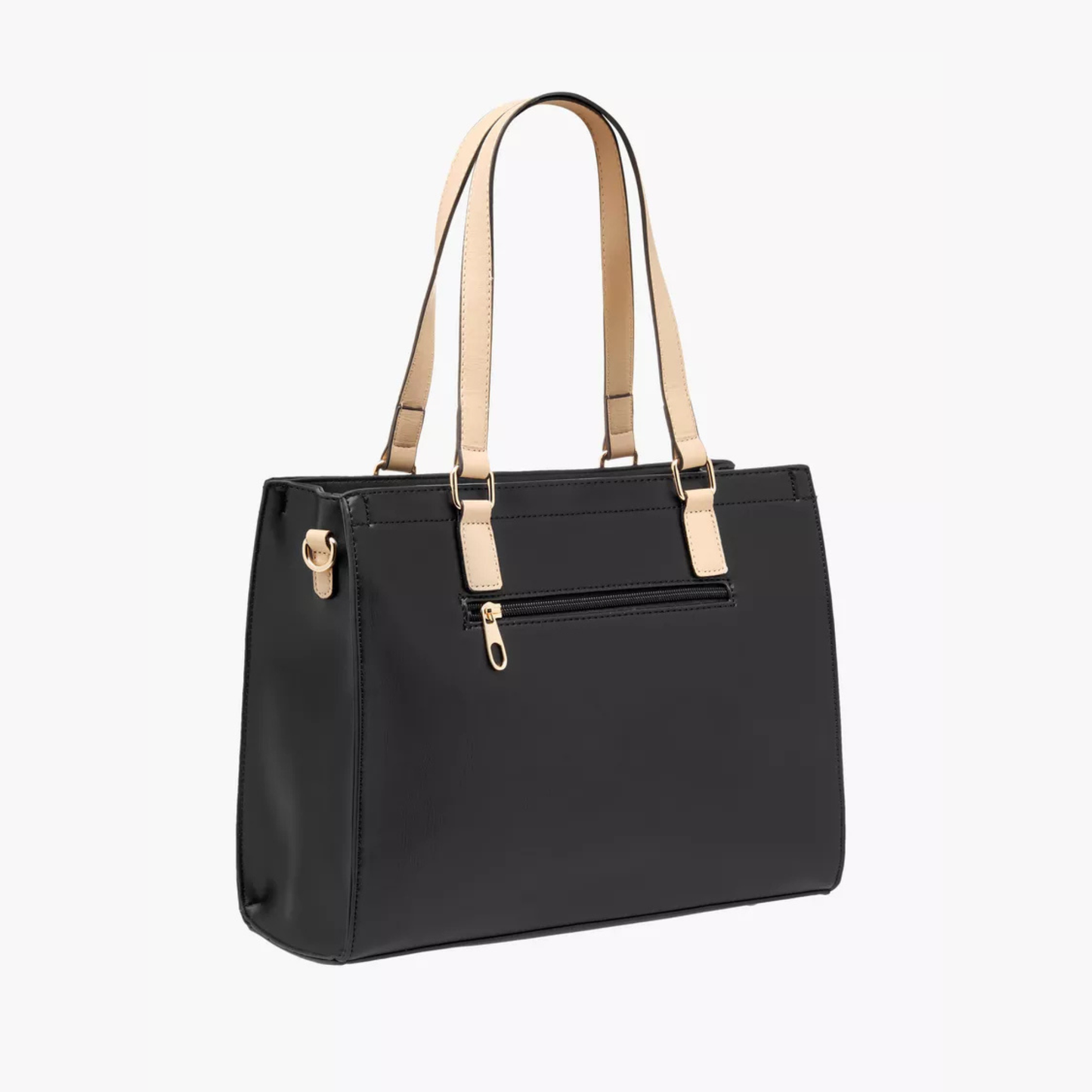 Black Diamond Quilted Tote at InStyle Fashion HK – quilted texture, beige straps & gold chain for timeless elegance.