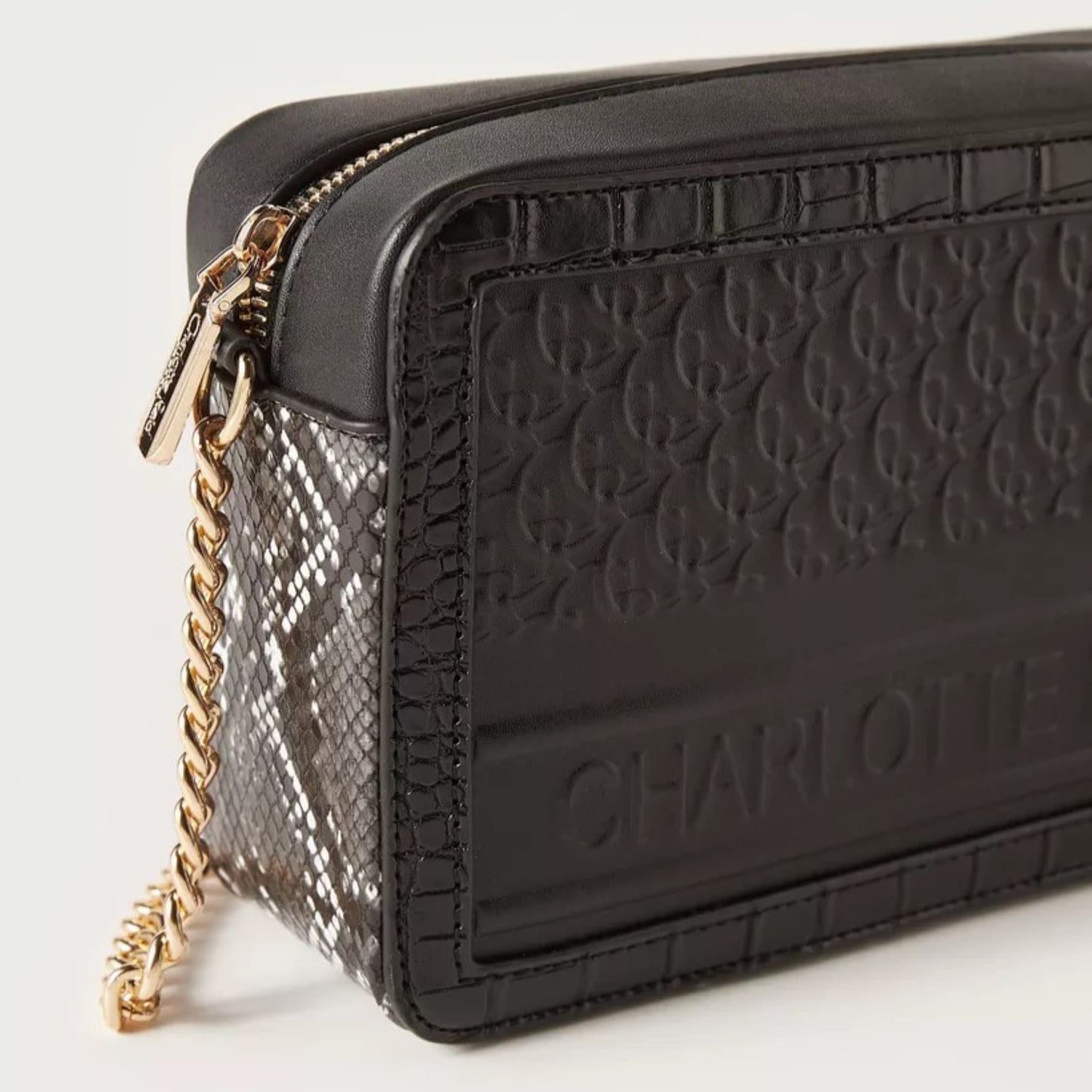 Black Embossed Camera Crossbody with Tassle