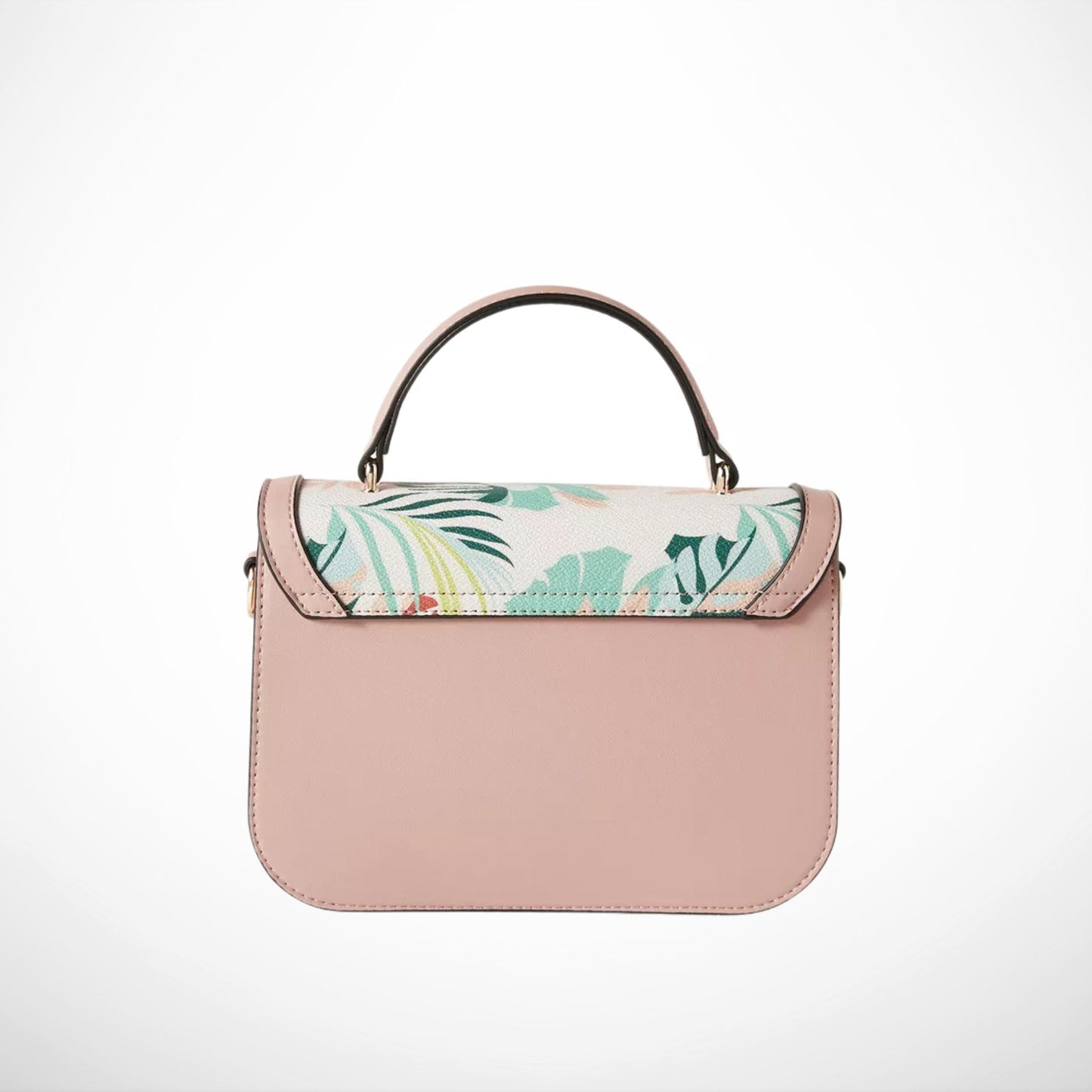 Botanic Print Satchel Bag with Flap Closure