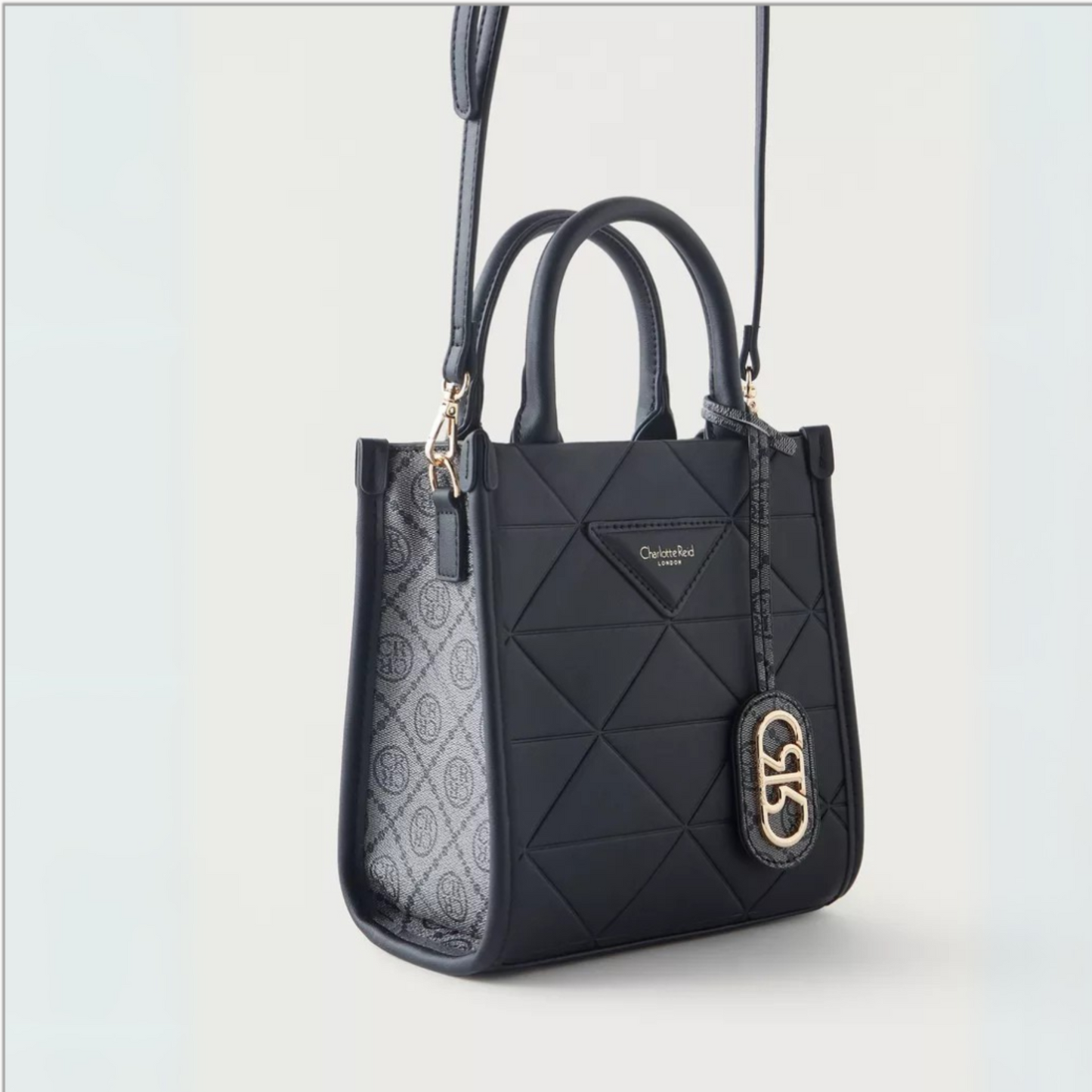 Black Quilted Tote Bag with Double Handles