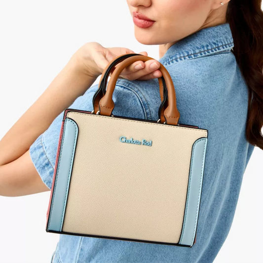 Pastel Tone Tote Bag with Double Handle and Zip Closure