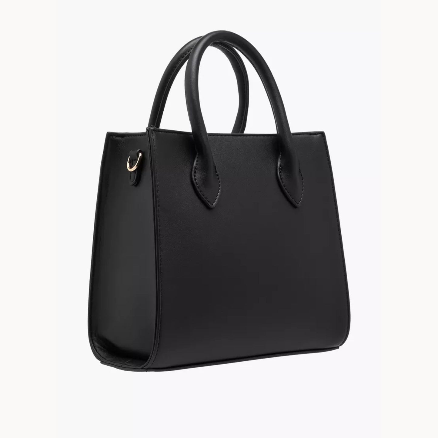 Black Printed Tote Bag with Zip Closure and Detachable Strap