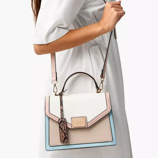 Pastel Colourblock Satchel Bag with Detachable Strap