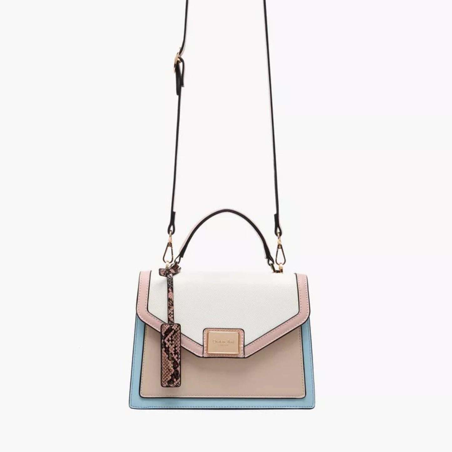 Pastel Colourblock Satchel Bag with Detachable Strap