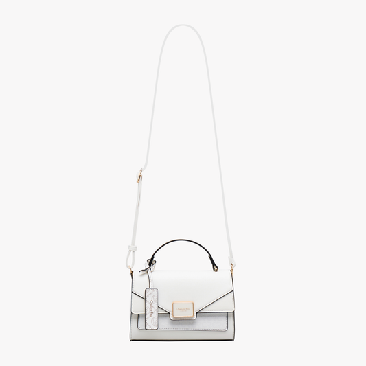 White Structured Crossbody Bag – Sleek Top-Handle Handbag