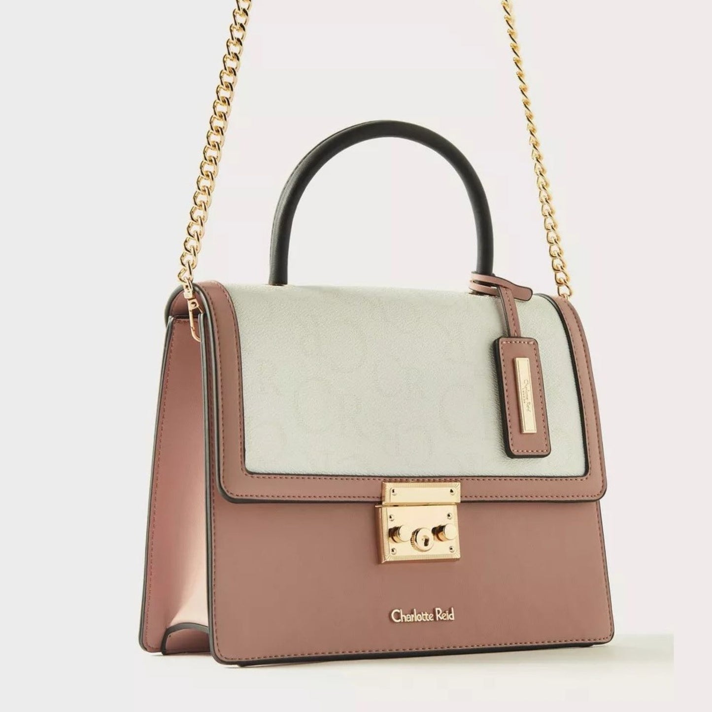 Nude Top Handle Monogram Printed Satchel Tote