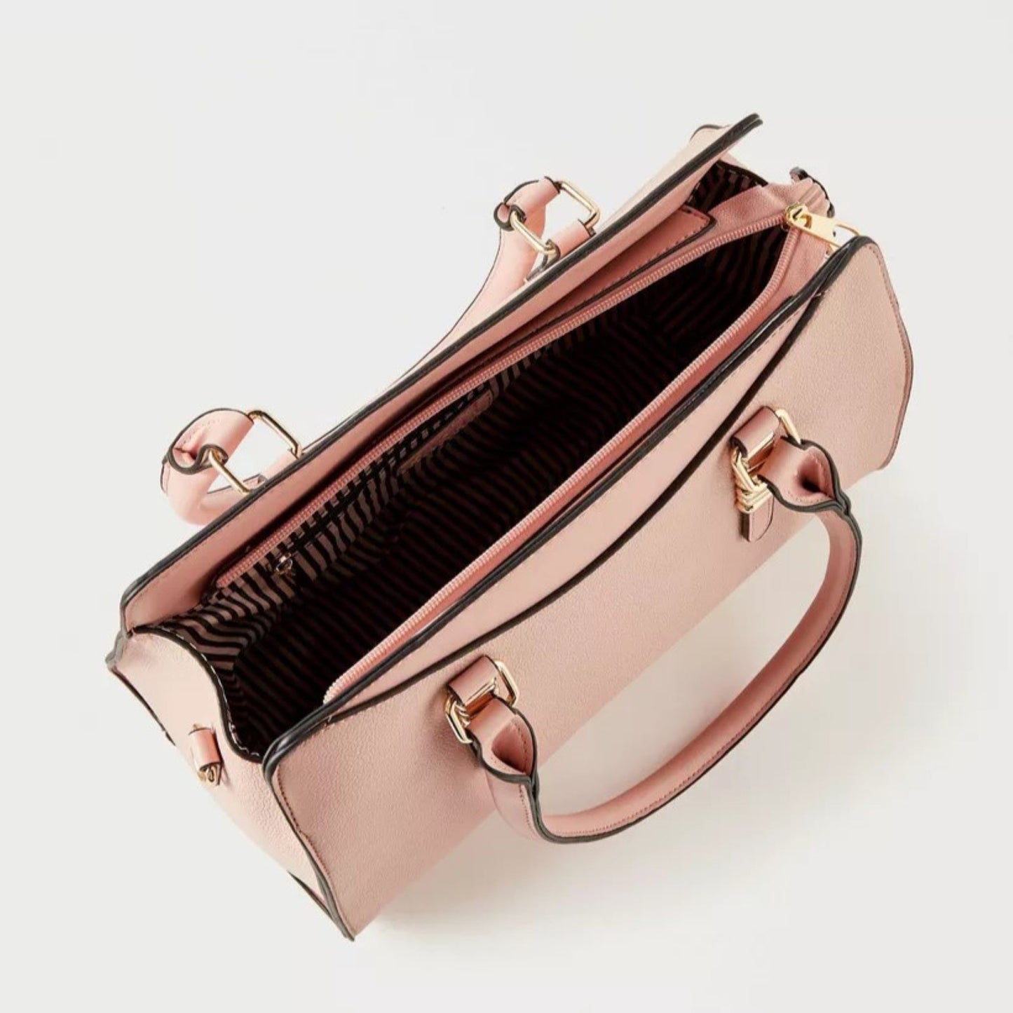 Nude Pink 3 piece Quilted Design Bag Set featuring Flapover Crossbody