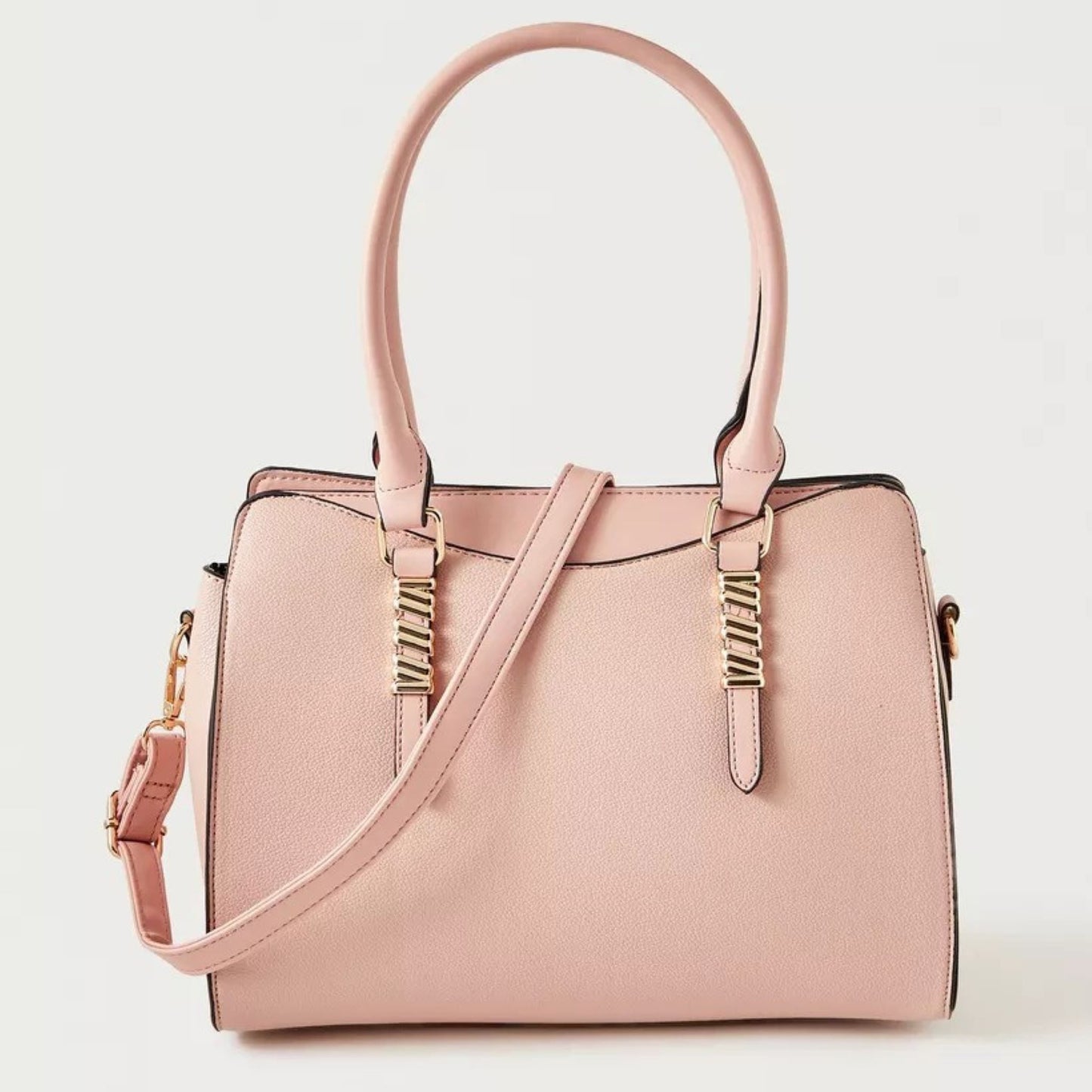 Nude Pink 3 piece Quilted Design Bag Set featuring Flapover Crossbody