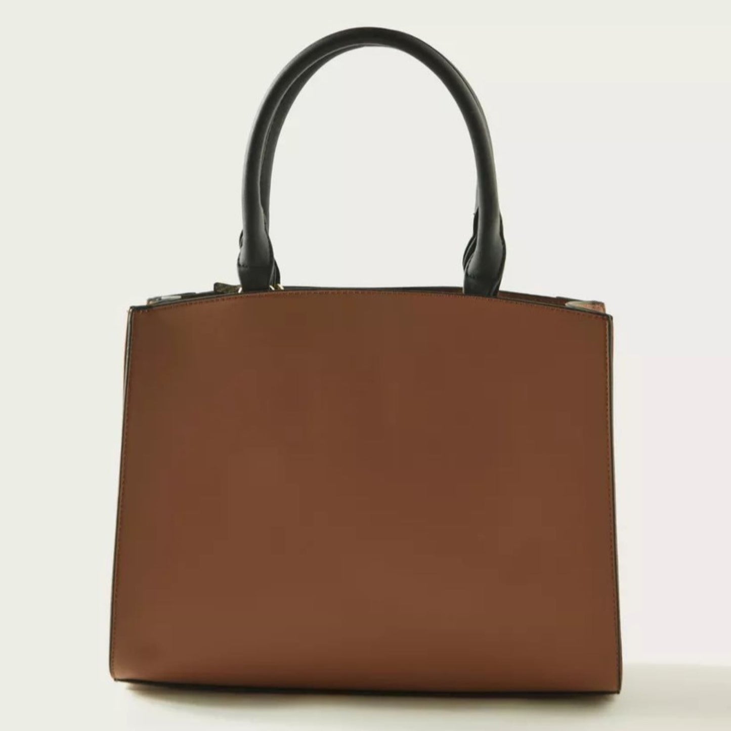 Tan Weave Textured Medium Satchel Bag