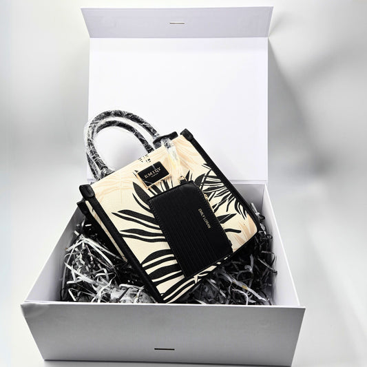 Handbag inside a box with Ribbon Closure