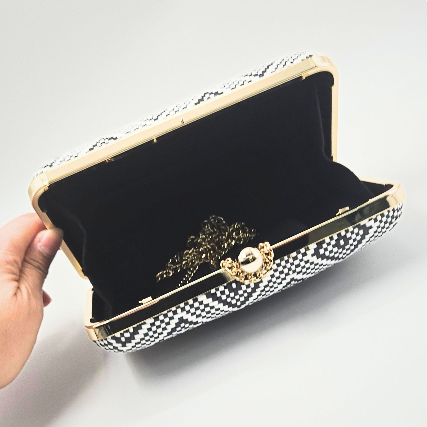BW Woven Fabric Box Clutch