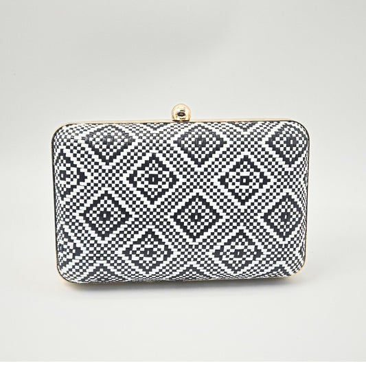 BW Woven Fabric Box Clutch