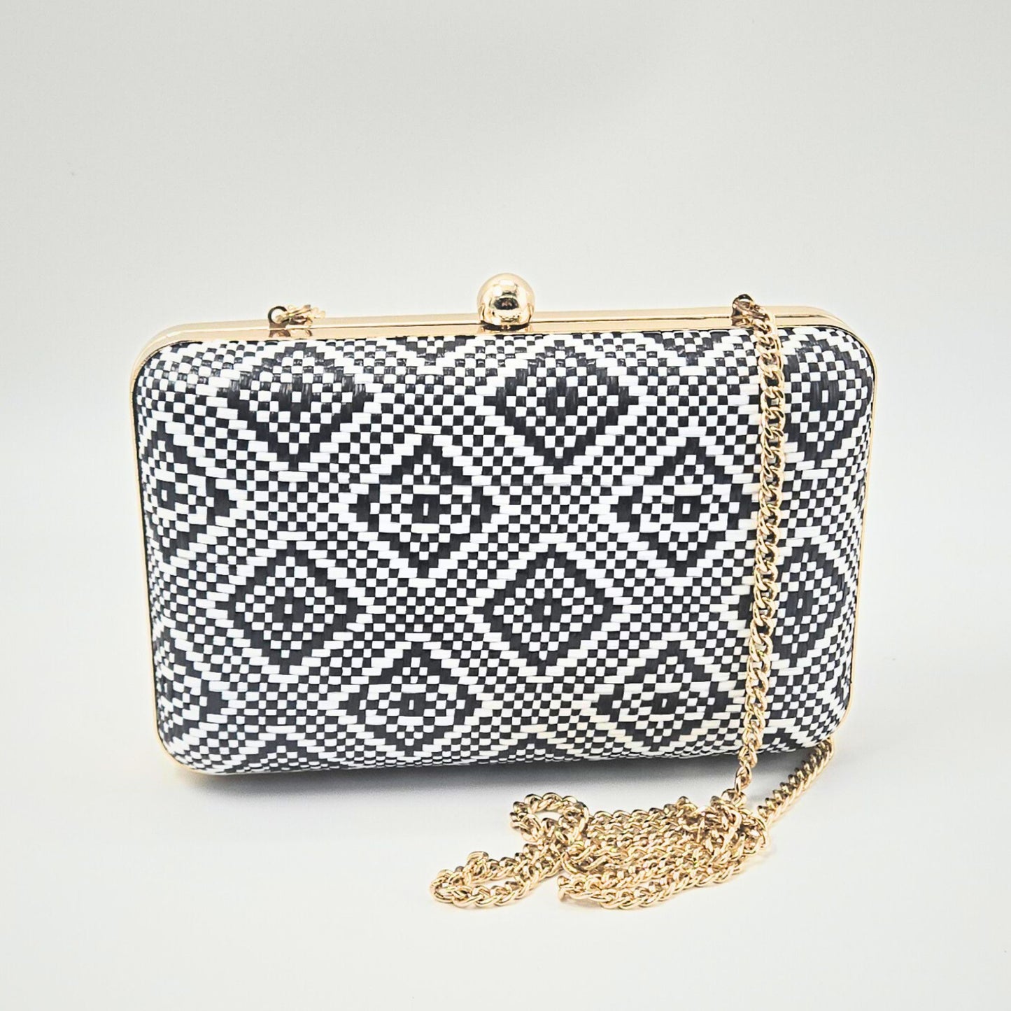BW Woven Fabric Box Clutch
