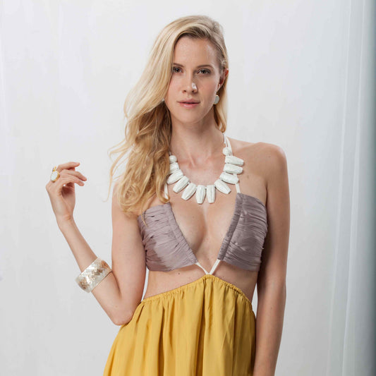 Pearl White finish "Cowrie Shell" Necklace