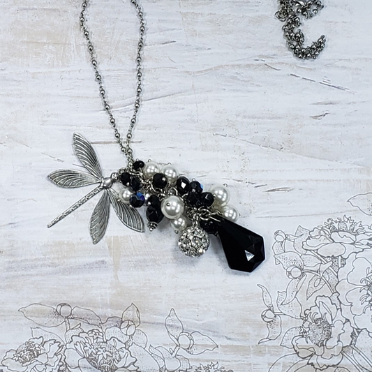 Dragonfly Cluster Long Pendant Necklace