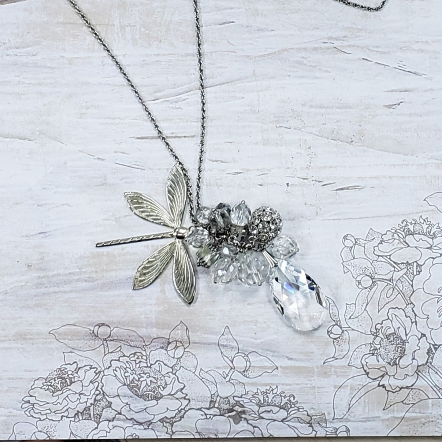 Dragonfly Cluster Long Pendant Necklace