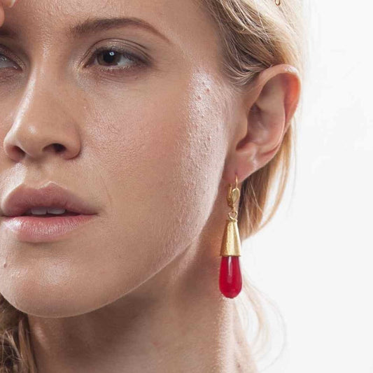 Long Drop Earrings in Pink Quartz