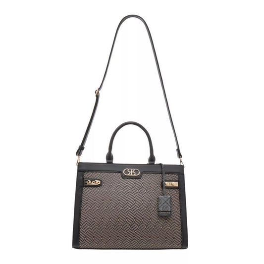 Black Textured Tote Bag with Detachable Strap