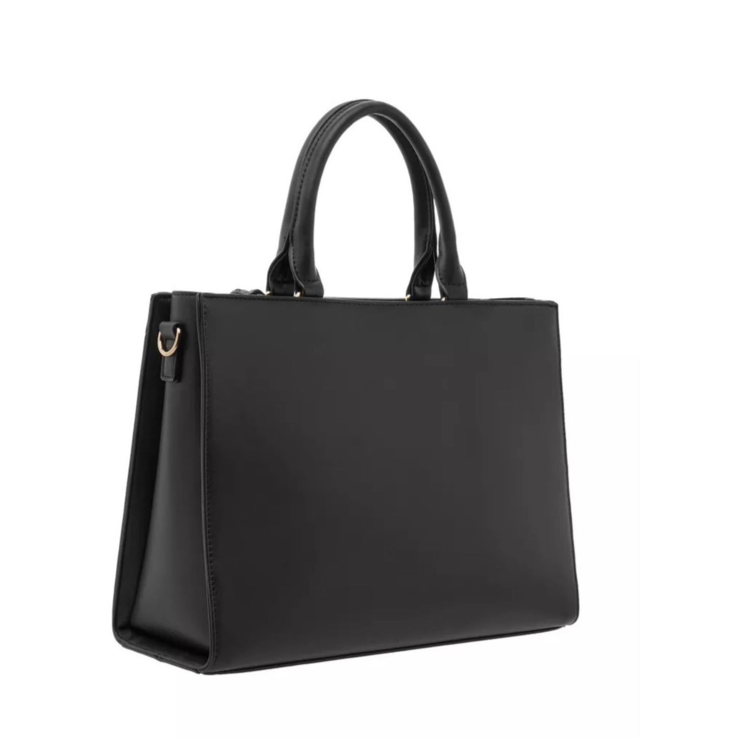 Black Textured Tote Bag with Detachable Strap