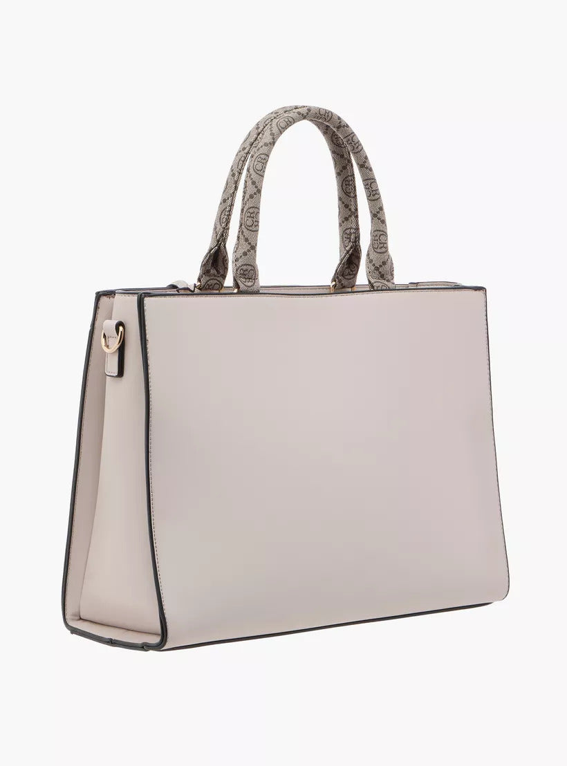 White Textured Tote Bag with Detachable Strap