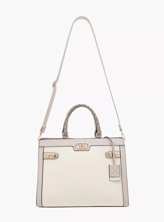 White Textured Tote Bag with Detachable Strap