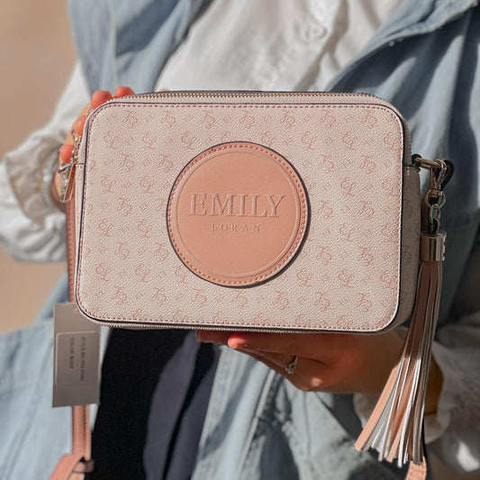 Nude All-Over Monogram Print Camera Crossbody Bag