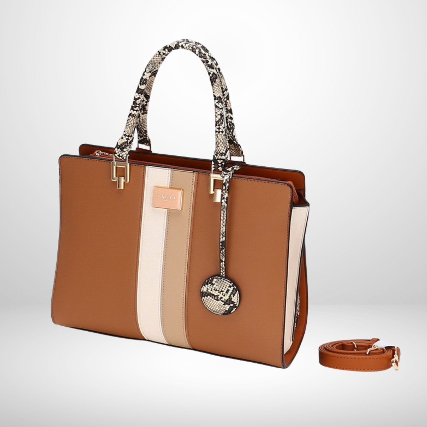 Camel Multi Textured Satchel Tote