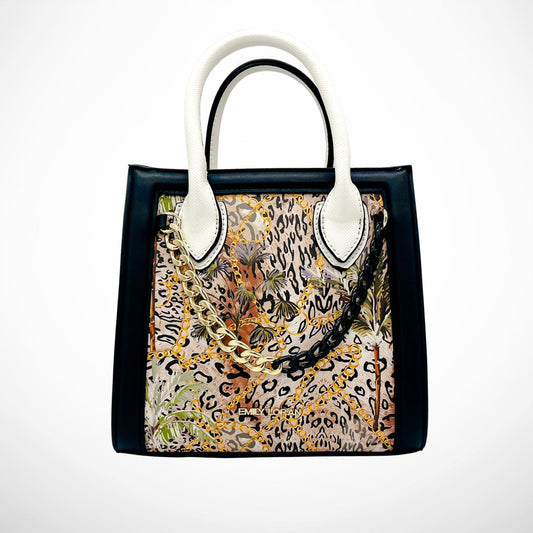 Leopard Print Tote with Chain