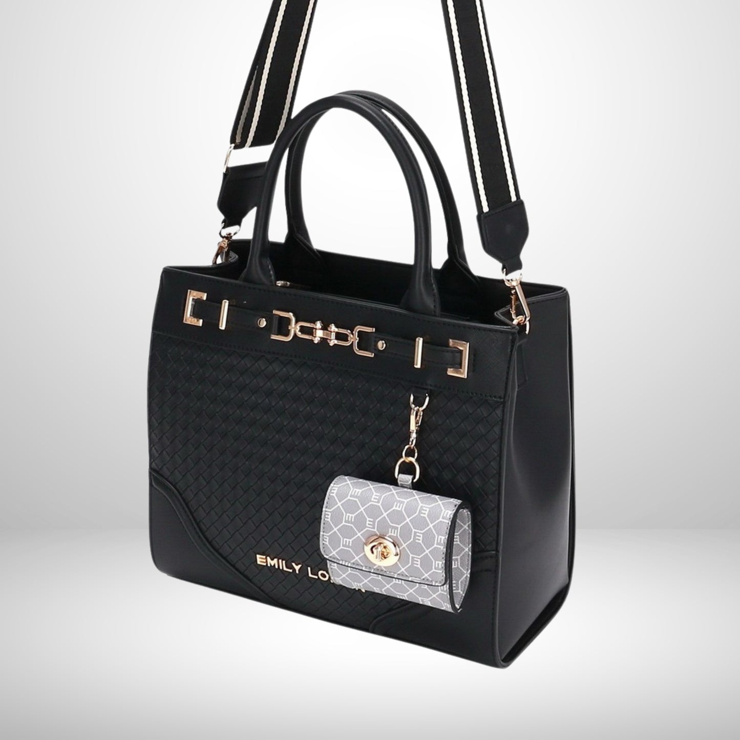 Quilt-embossed tote with zippered pouch, dual compartments, monogram lining & removable strap. Spacious fits laptop & daily essentials from InStyle Fashion HK.