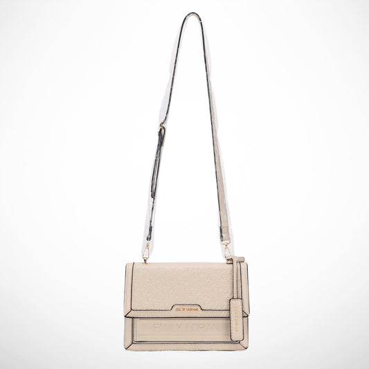 Beige Embossed Shoulder Bag