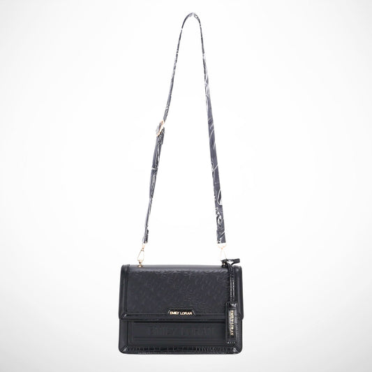 Black Embossed Shoulder Bag