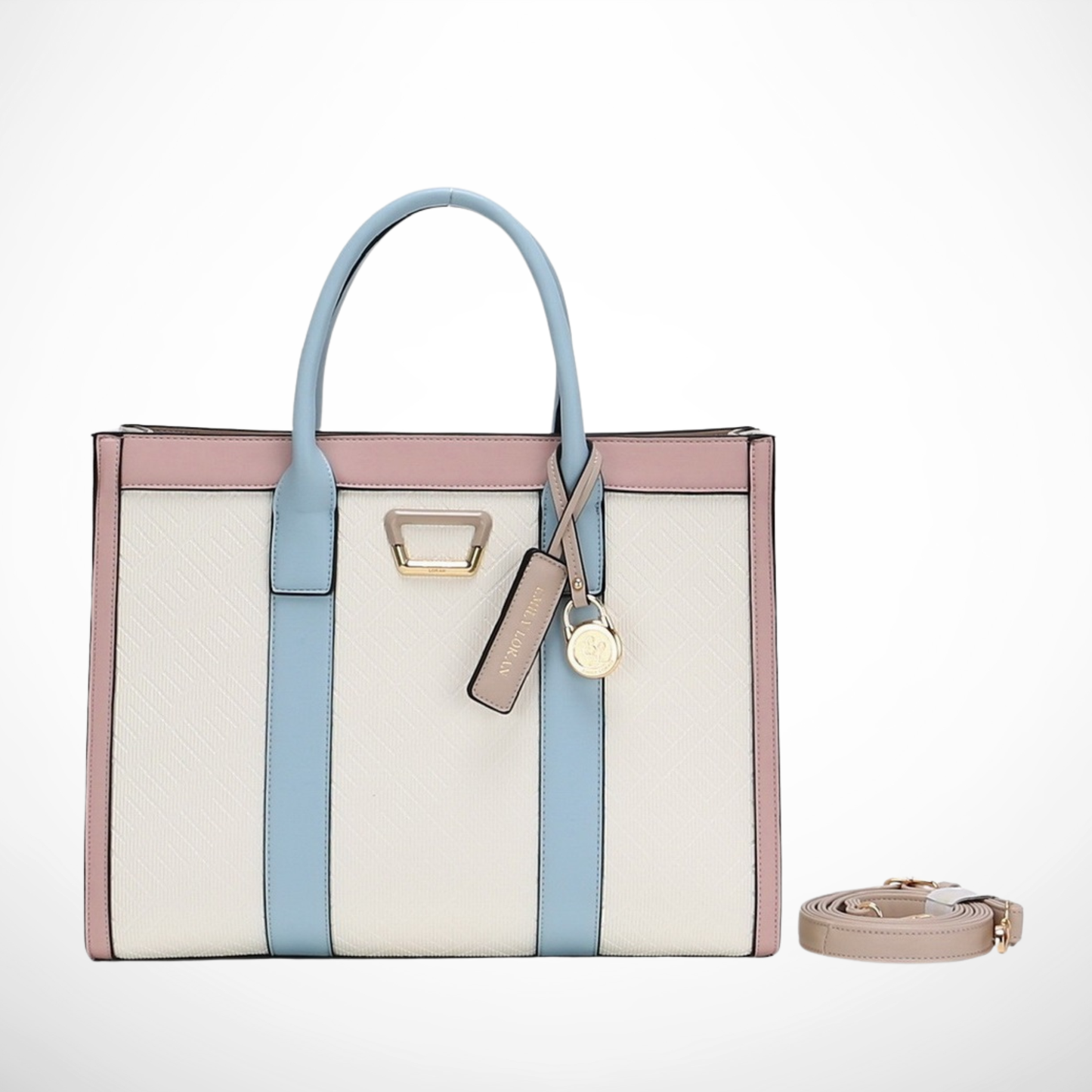 Beige Urban Monogram Satchel Tote