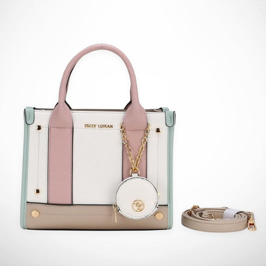 Pastel Patchwork Satchel with Pouch