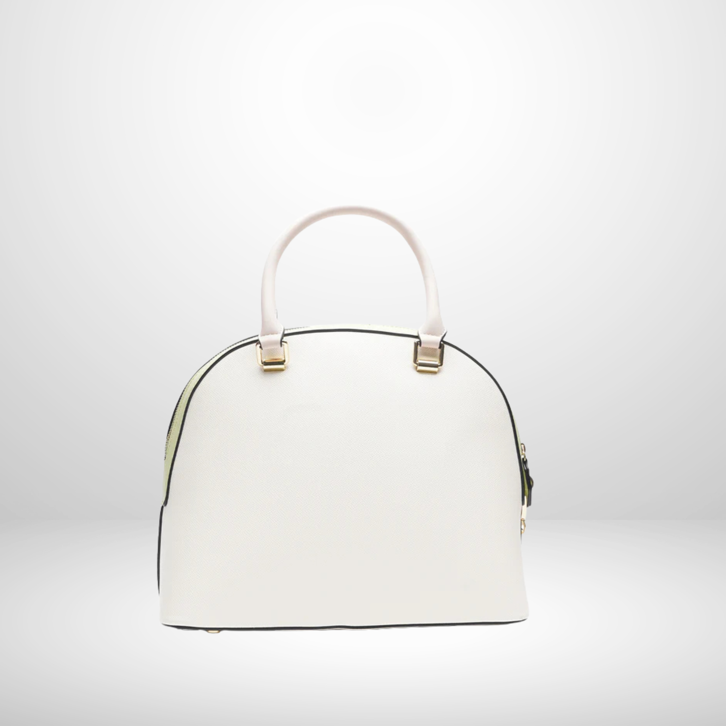 White Multi Convertible Satchel Handbag with Mini Charm & Chain