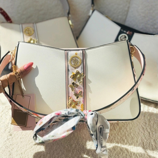 Butterfly & Floral Embellished Shoulder Bag