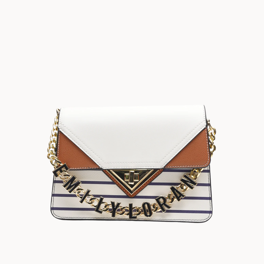 Geometric Stripe Chain Crossbody Bag
