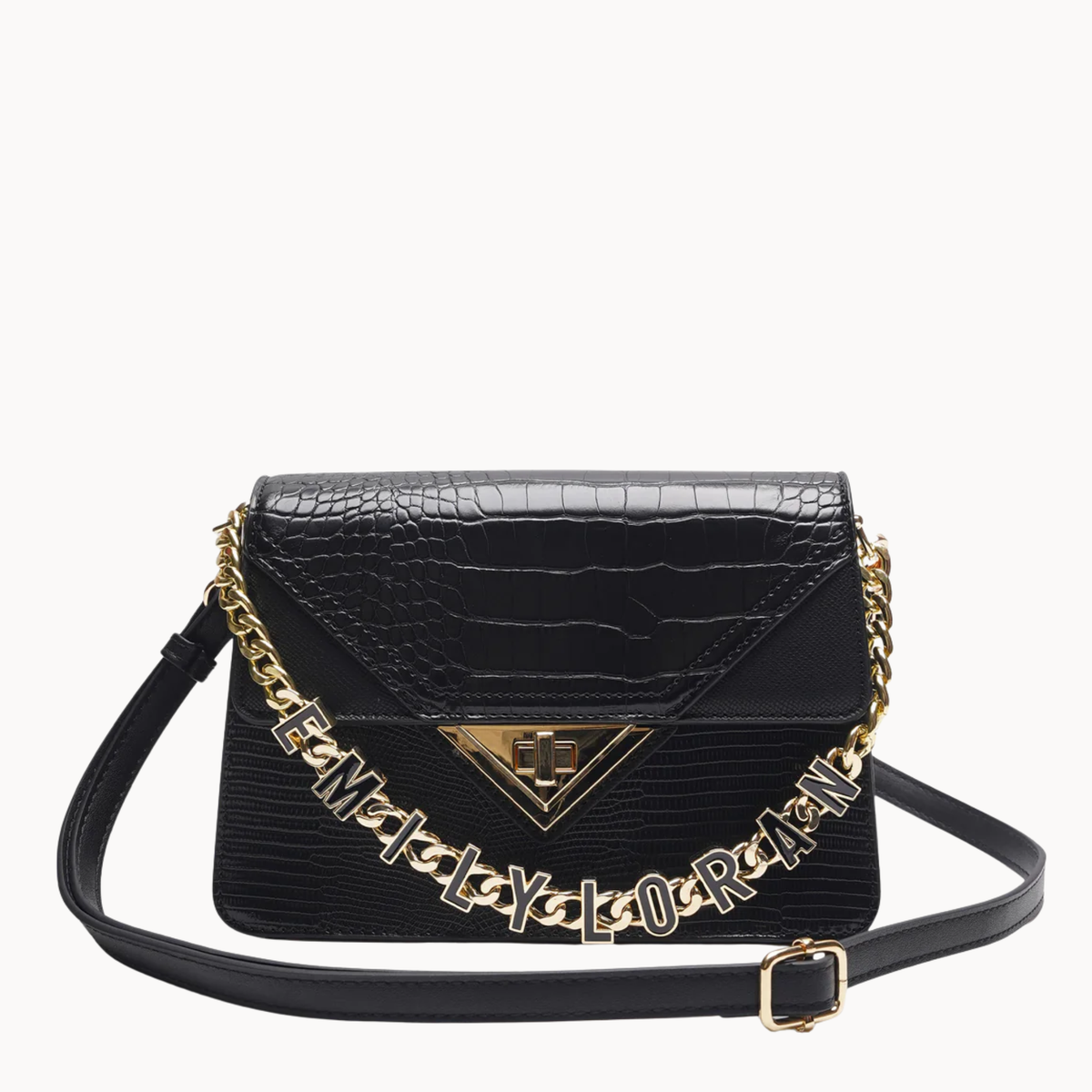 Geometric Stripe Chain Crossbody Bag