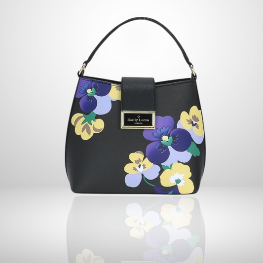 Queenie Floral Top Handle Handbag in Black