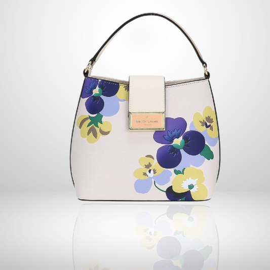Queenie Floral Top Handle Handbag in Beige