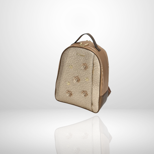 Renee Bronze Backpack with 3D Flowers