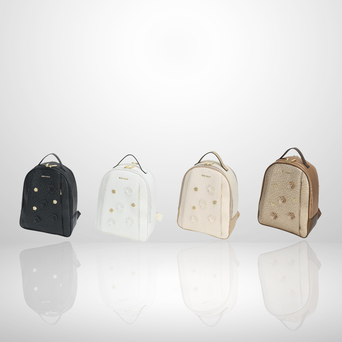 Renee Bronze Backpack with 3D Flowers
